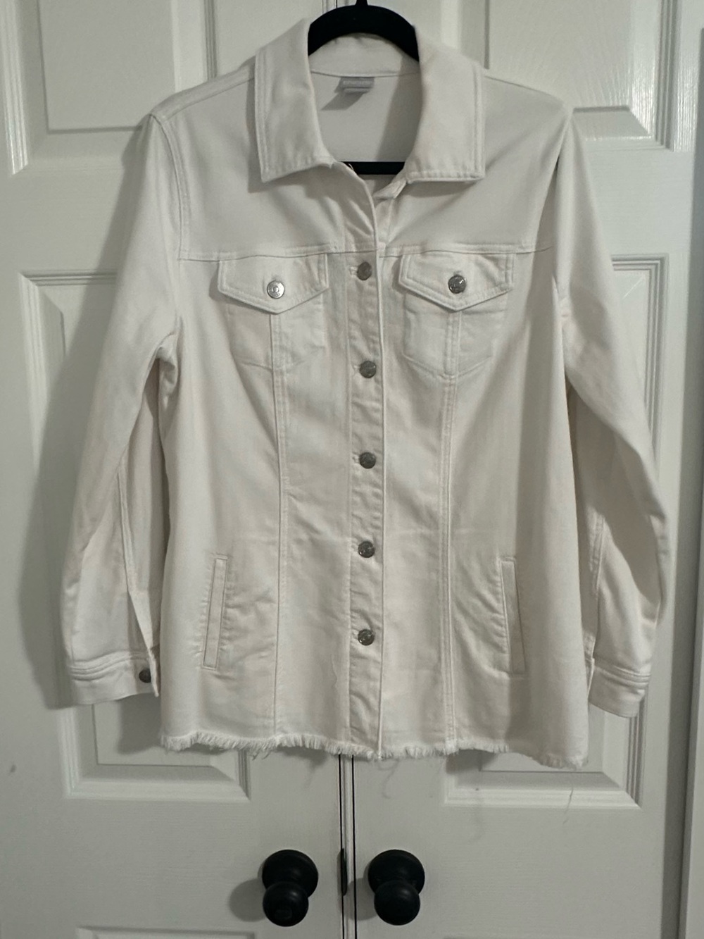 Chico's Off-White Button-Front Jean Jacket